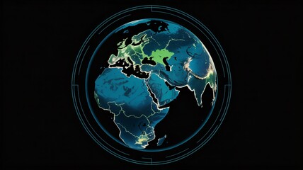 Global network connection digital earth technology futuristic interface