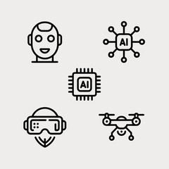 Clean line art icons representing artificial intelligence and robotics