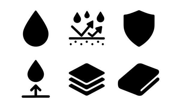Moisture resistant icons set for protective design and branding