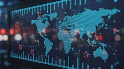 Global data analysis screen shows world map with connections