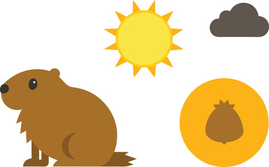 Groundhog day elements bundle vector illustration for weather and seasonal graphics vector
