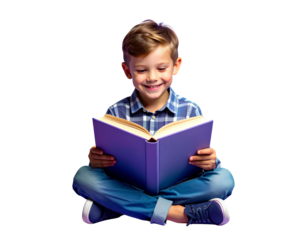 little girl reading a book