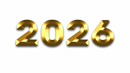 Golden 2026 numbers in metallic style, luxury year symbol for success and celebration