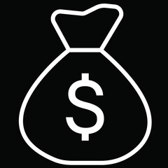 Money storage icon set with white stroke | Icon for business, e-commerce, web, presentation, freelancing, economic, marketing, dollar