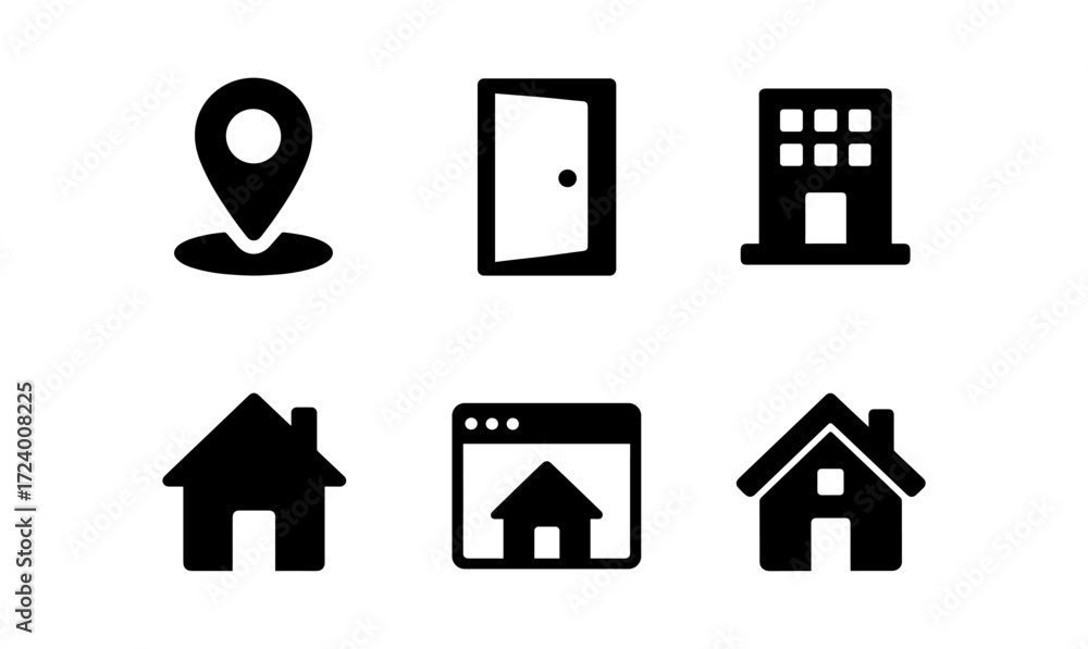Aufkleber simple home icons collection for design projects and app interfaces