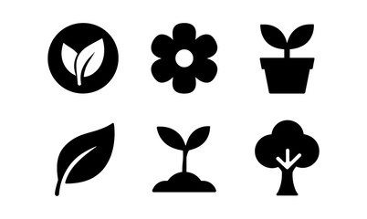 Eco themed plant icons for sustainable design and green initiatives