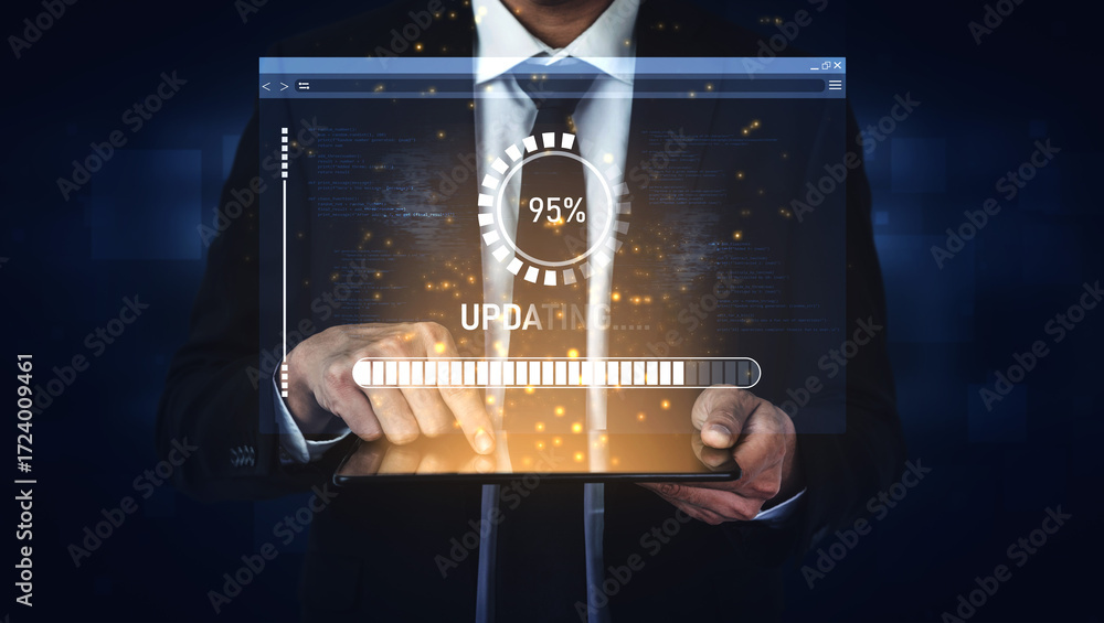Poster knowledge upgrade and software updates support digital skills growth, competitiveness, and continuou