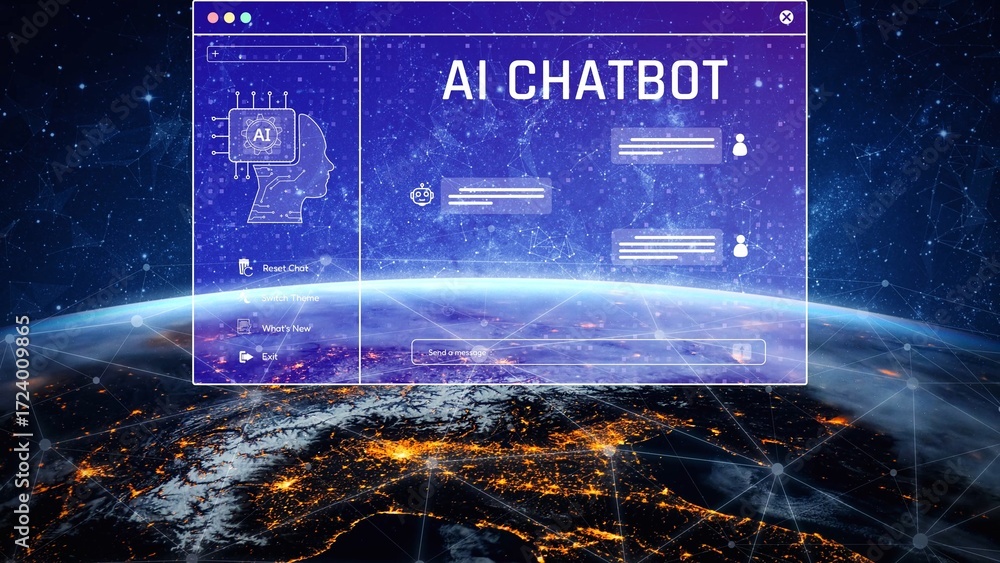 Poster ai chatbot interface facilitates communication, chatbot, and ai interaction for automated user suppo
