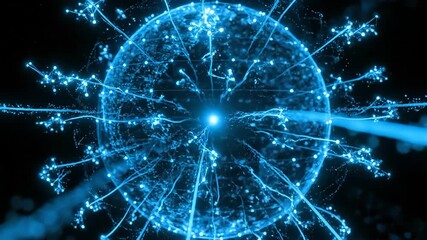 Bright digital network and data connection with futuristic globe and quantum inspired technology - Powered by Adobe