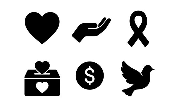 Simple charity symbols for donation and support designs
