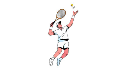 Male Tennis Player Serving Illustration