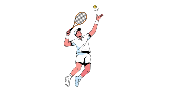 Male Tennis Player Serving Illustration