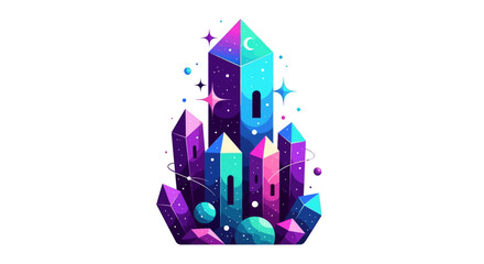Vibrant Crystal Cluster Geometric Art.