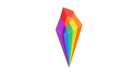 Vibrant multifaceted rainbow prism crystal illustration.