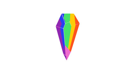Vibrant Rainbow Colored Gemstone on a White Background.