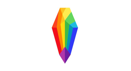 Vibrant Rainbow Plumbob Gemstone Isolated on White Background.