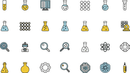 Science Icons: Beakers, Microscopes, and Molecules for Research and Lab Design Inspiration