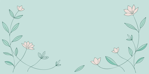 Elegant floral corner border with soft pink and green hues isolated on white background, ideal for adding a touch of romance