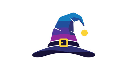 Whimsical Wizard Hat with Buckle and Pom-Pom.