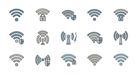 Wireless Network Icons Set Technology Symbols.