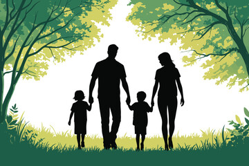 Family Silhouette Illustration Isolated Vector Art Black