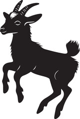Fototapeta premium Baby Goat Jumping Silhouette Kid Goat Vector on Transparent Background