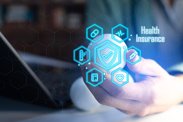 Insurance coverage concepts for health, sales, purchases and management