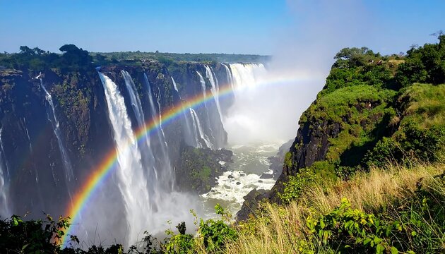 Majestic Victoria Falls, double rainbow