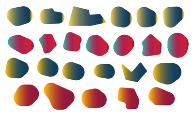 Abstract Gradient Shapes Collection Teal Burgundy Yellow