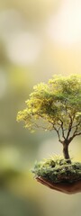 Green Tree in Human Hands