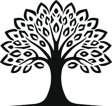 Decorative Pattern Tree Illustration, Abstract Leaf Shape Design

