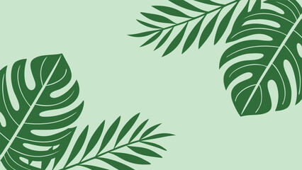 Tropical leaves frame on light green background, a vibrant and refreshing design with lush foliage for a natural and inviting feel