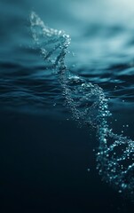 Water DNA Strand in Motion