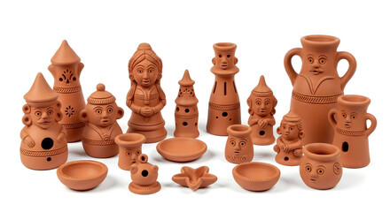 chess pieces on white background