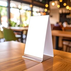 Blank menu board on a table in a cafe