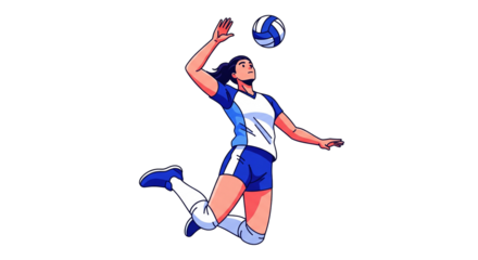 Female Volleyball Player Hitting a Ball Illustration