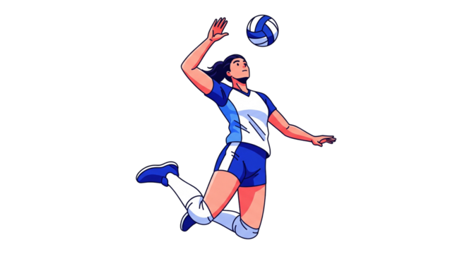 Female Volleyball Player Hitting a Ball Illustration