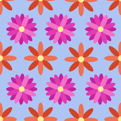Seamless Abstract Geometric Pattern with Flowers. Flat vector illustration. 