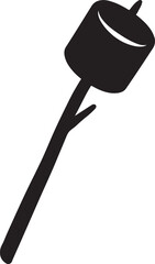 Marshmallow on stick silhouette vector, campfire snack illustration, editable EPS file for design.
