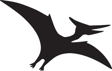 Pterodactyl silhouette vector, prehistoric flying reptile illustration, editable EPS file for design.