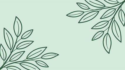 Botanical frame with leaves in the corners for invitation card, wedding, banner, poster, and social media post template design