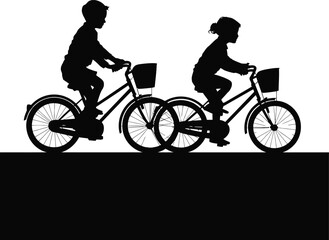 Obraz premium Black Silhouette Cyclist Vector Illustration Art Isolated on Background