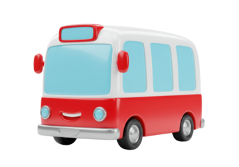 Isolated Red and white cartoon bus illustration with a friendly smile for kids concepts