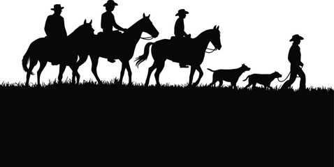 Horseback Riders Silhouette Illustration Vector Art Isolated