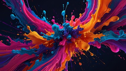 Vibrant splash of colorful paint creating abstract dynamic motion and energetic swirls