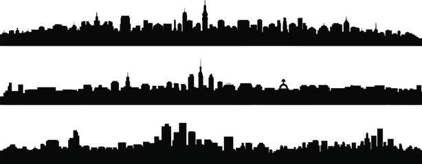 City Skyline Vector Art Illustration Isolated on Transparent Background