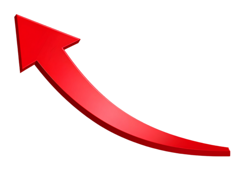 red arrow on white background