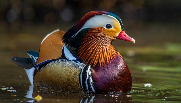 Colorful bird in water