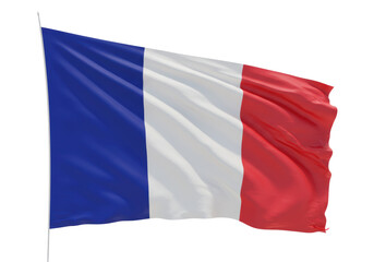 Isolated French flag flutters gently in the wind, a symbol of liberty, equality, fraternity