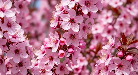 Fototapeta premium Delicate pink blossoms adorn a flowering tree in a burst of spring beauty